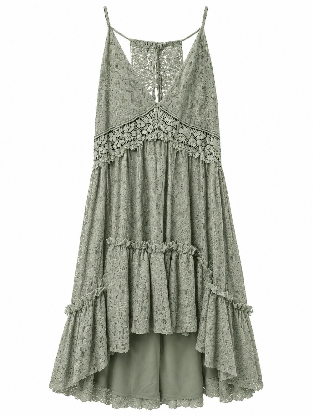 Joyfolie - Marline Dress In Sage ("Neutral Green"), Lace High-Low Dress NWT - Picture 3 of 9